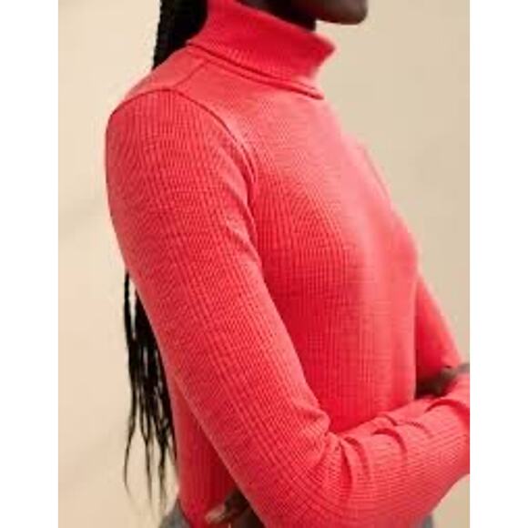 NWT Aerie essential layering long sleeve turtleneck red ribbed size XL - Picture 1 of 8